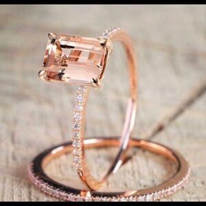 Rose Gold  PLATED CZ Engagement Wedding Band Ring